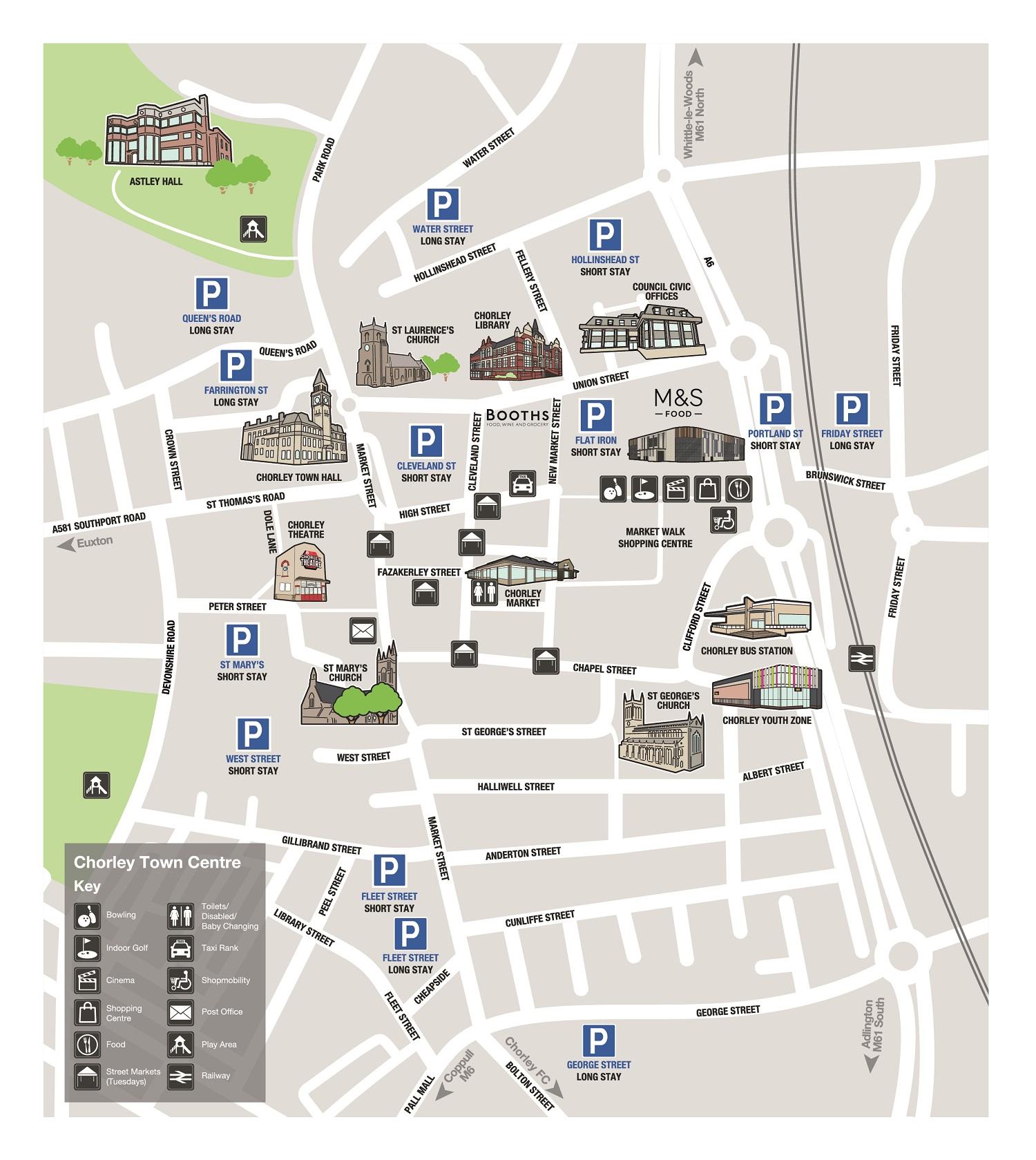 Chorley town centre map