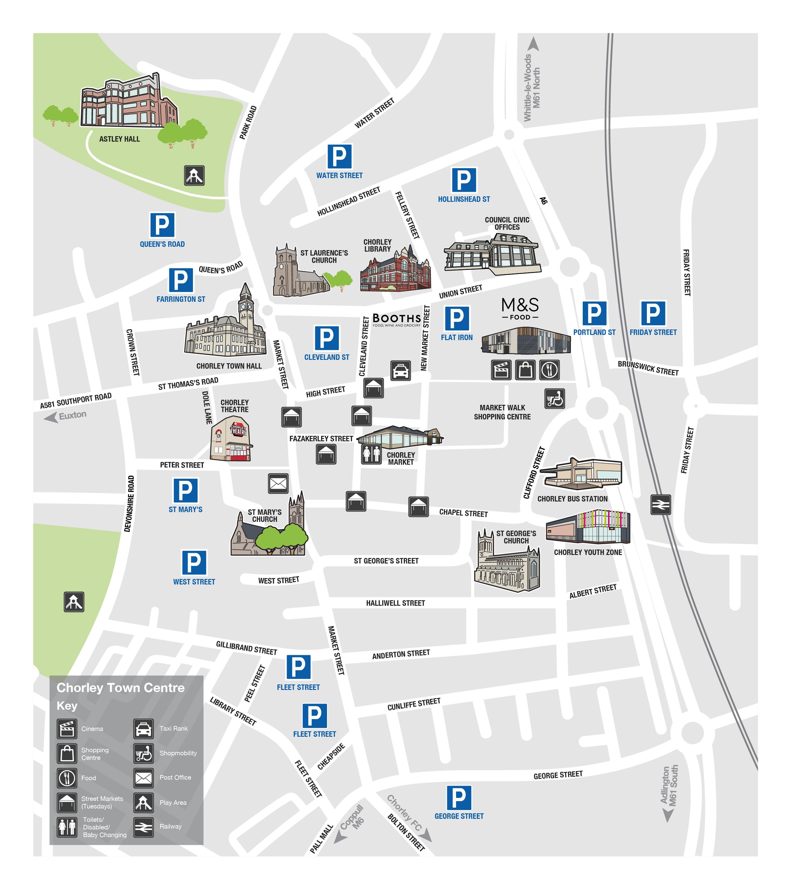 Chorley Town Centre map