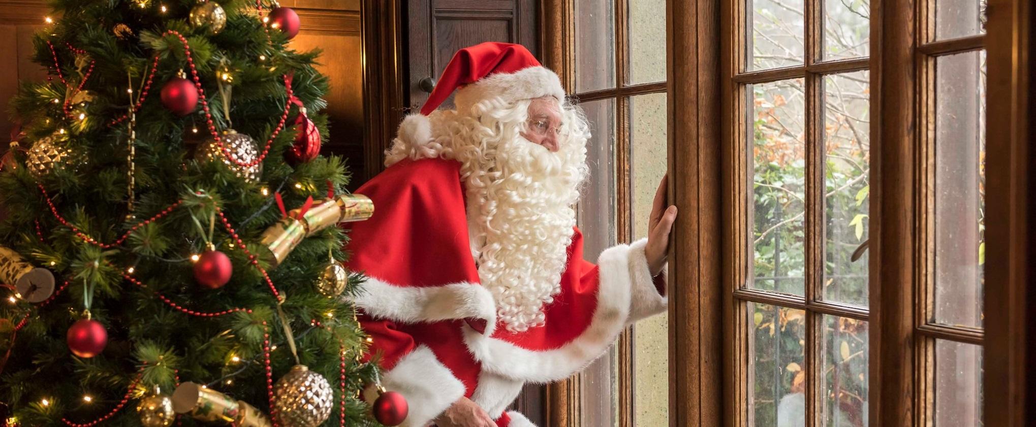 Santa at the window in Astley Hall